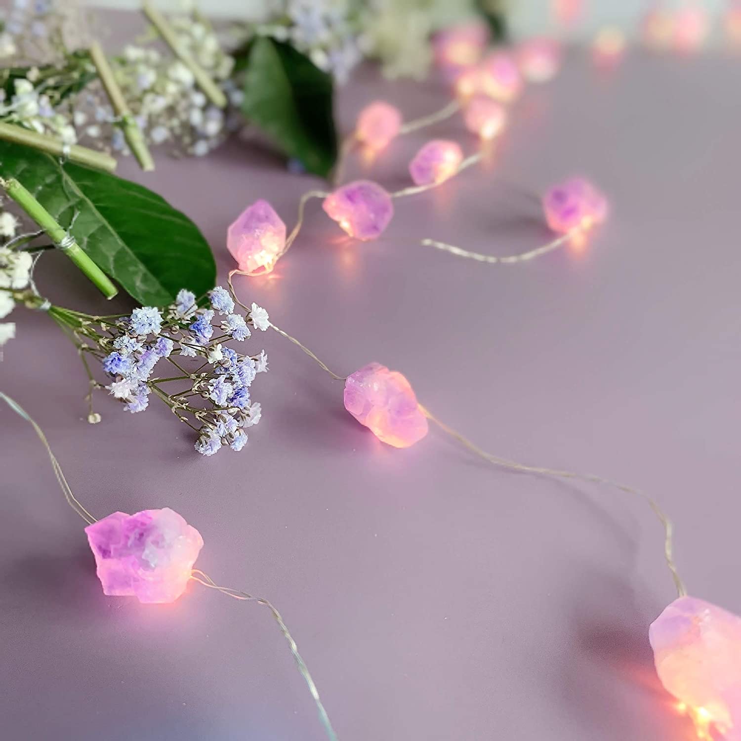 battery powered amethyst string light