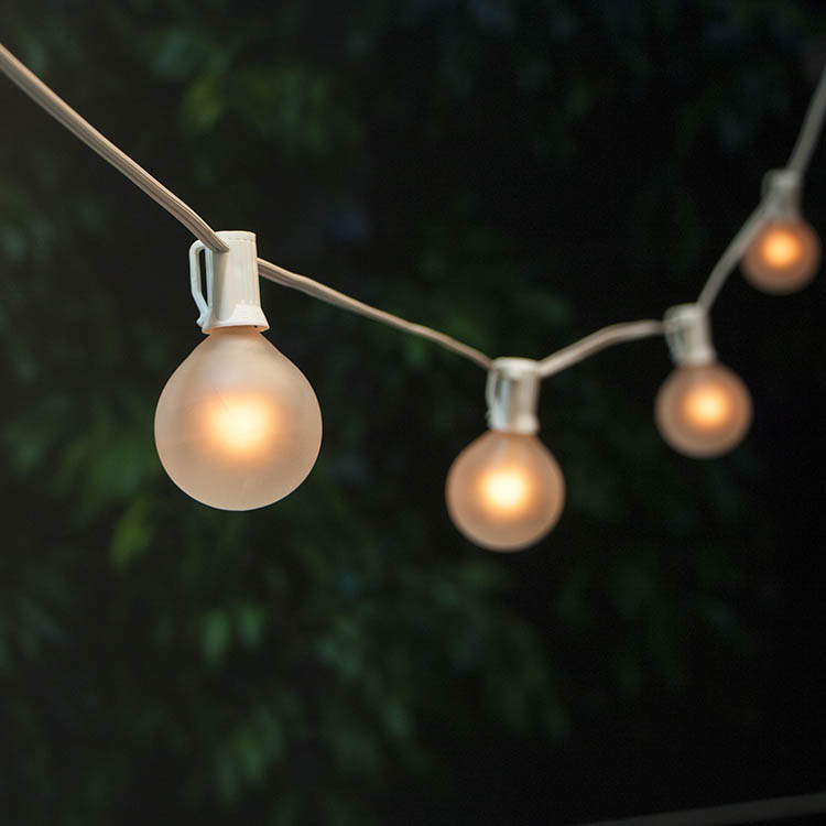 white globe outdoor string lights