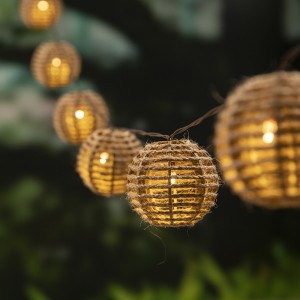 solar rattan ball string lights