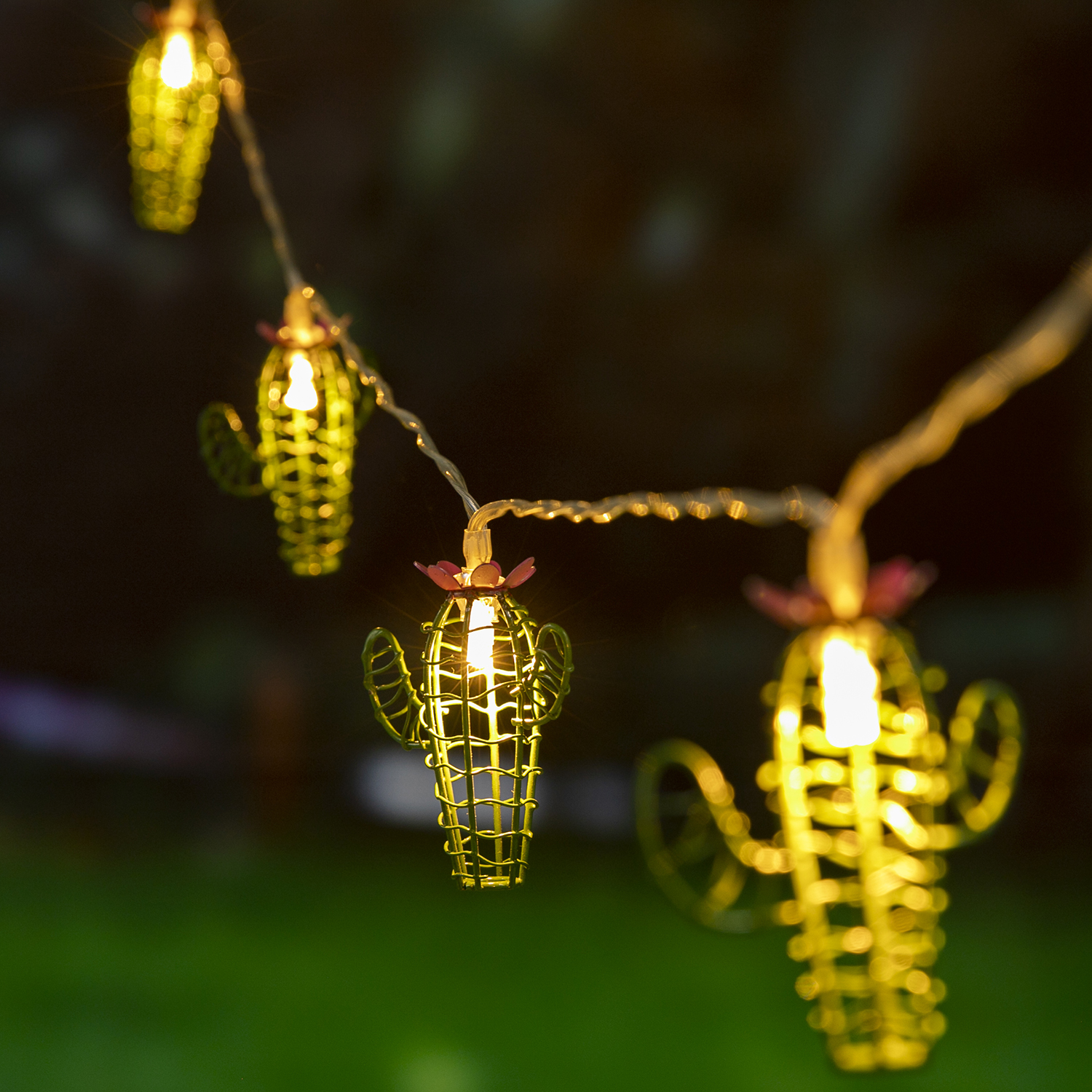 Green Wire Cactus String Lights