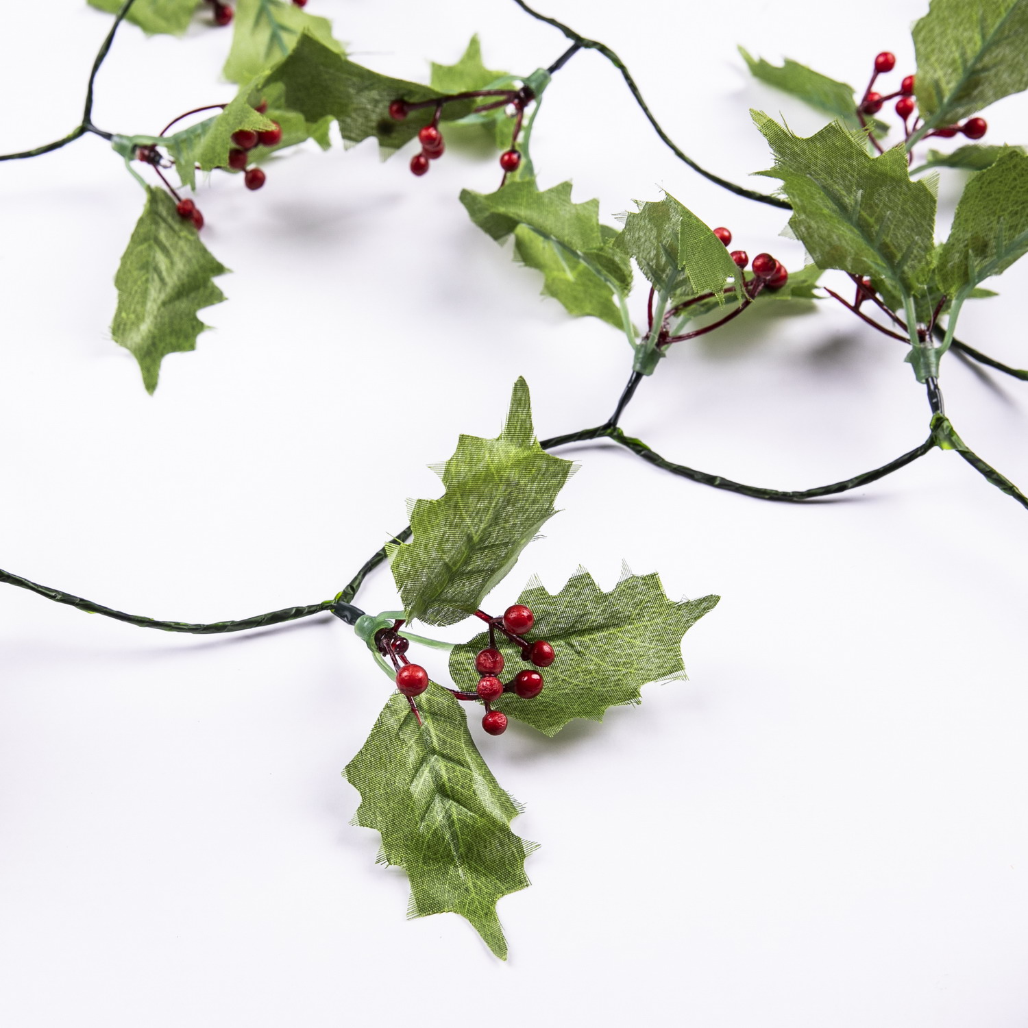 Holly Leaf and Berry String Lights