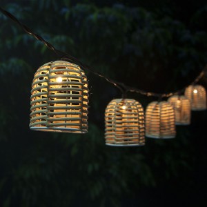 Rattan lantern outdoor string lights