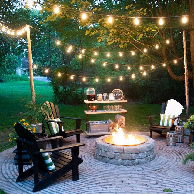 Patio string lights - W pattern