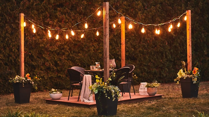 Patio string lights - square pattern
