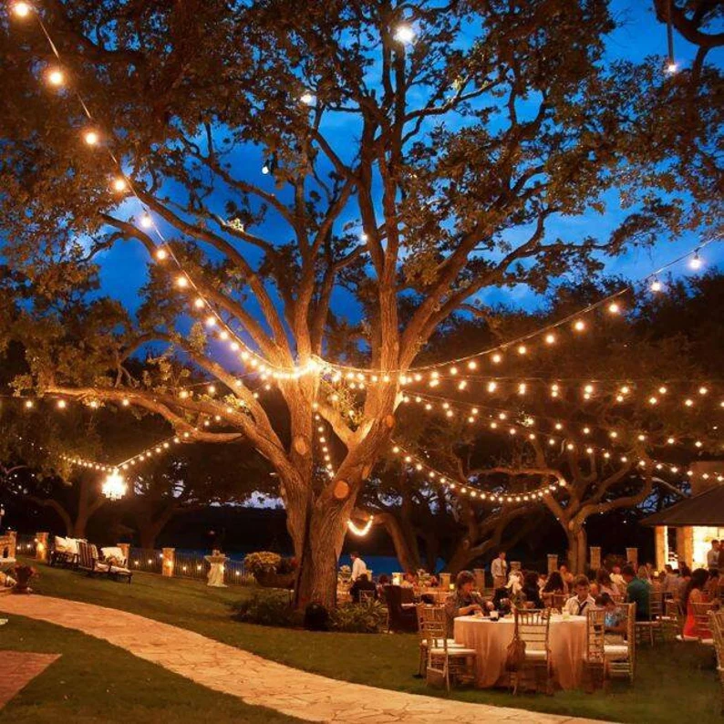 Patio string lights - tent pattern