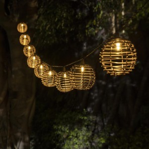 Solar Powered Rattan Lantern String Lights