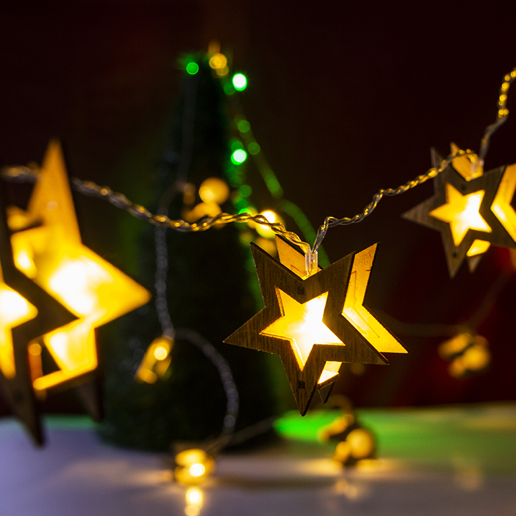 Wooden star string lights