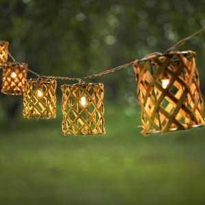 lentera rotan silinder lampu string pakaian dekoratif