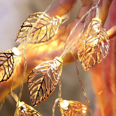 metal Golden Leaf lights string