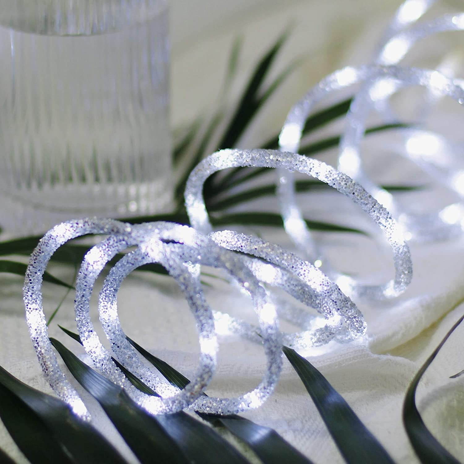 silver glitter LED strip lights