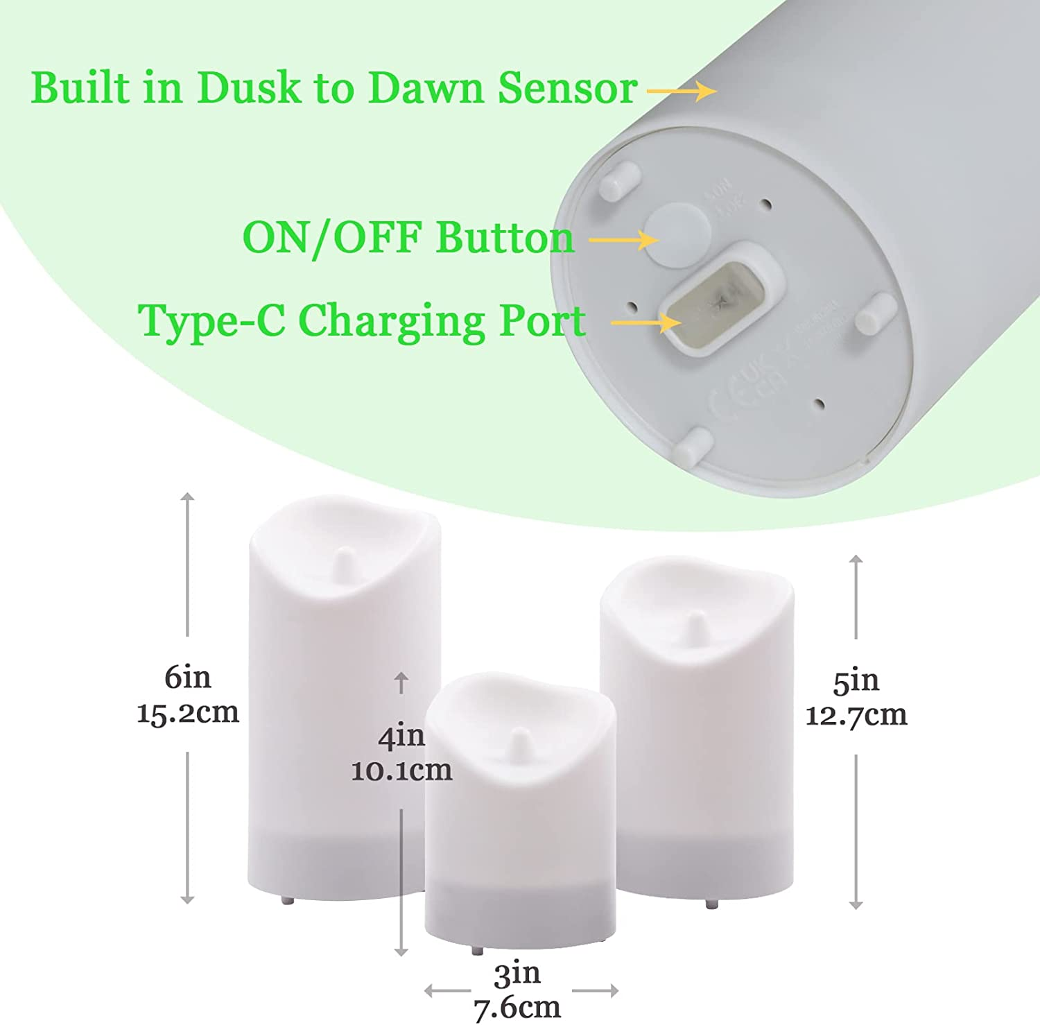 solar powered and USB rechargeable