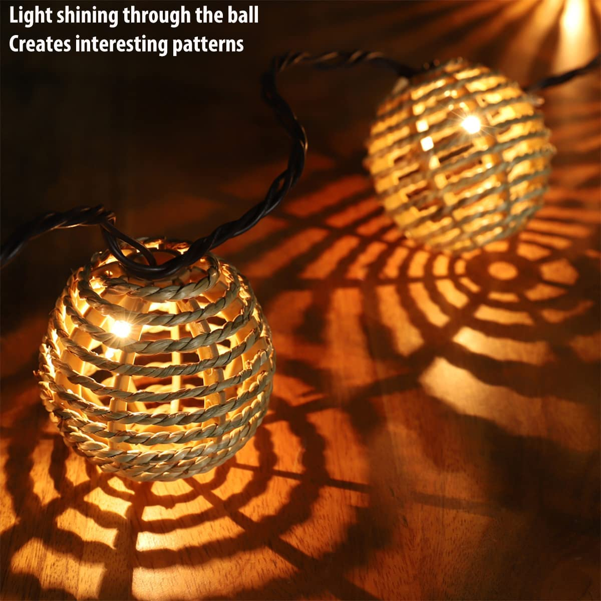 wicker lantern string lights